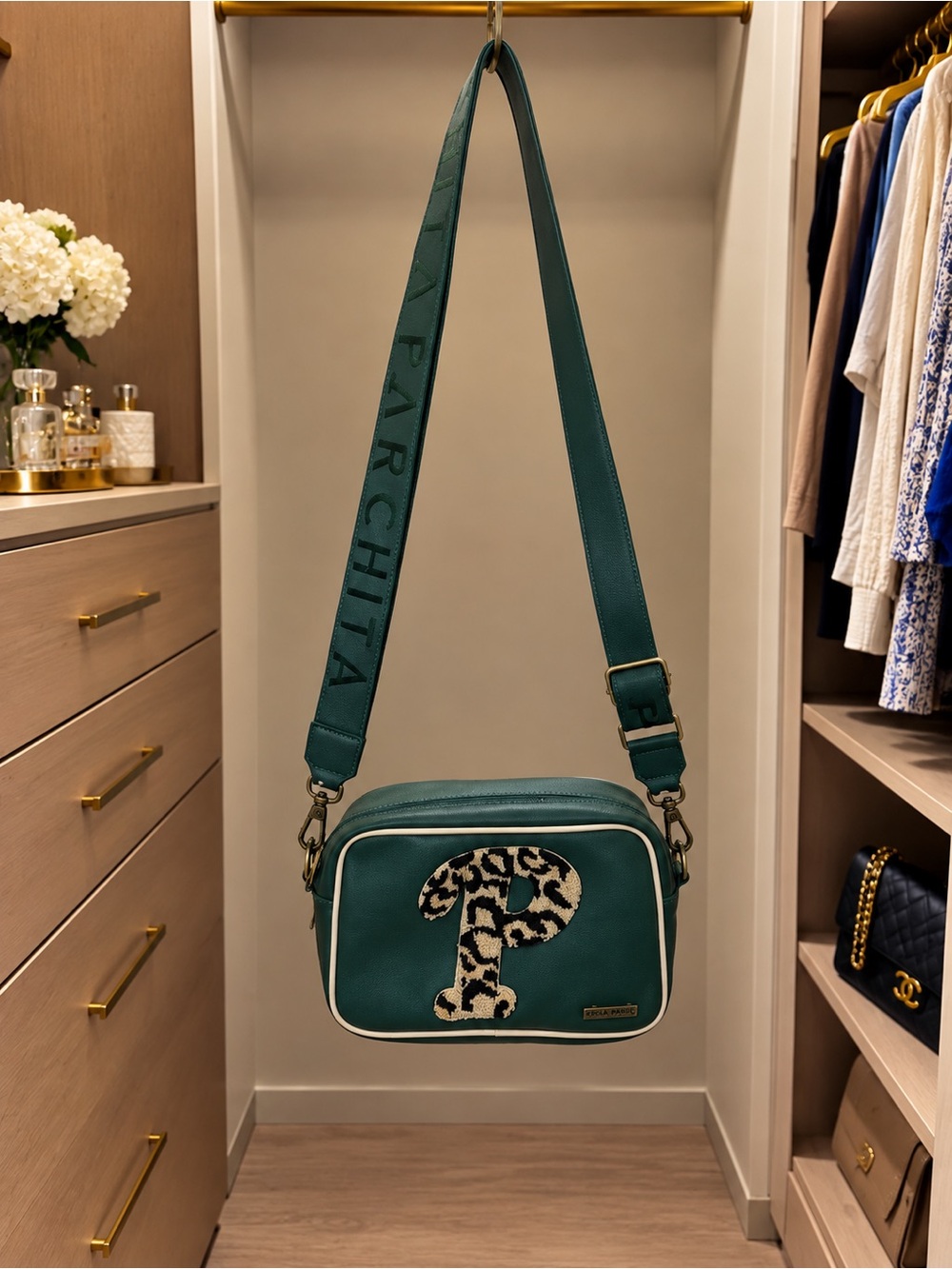 Parchita Crossbody Bag with Leopard P Patch